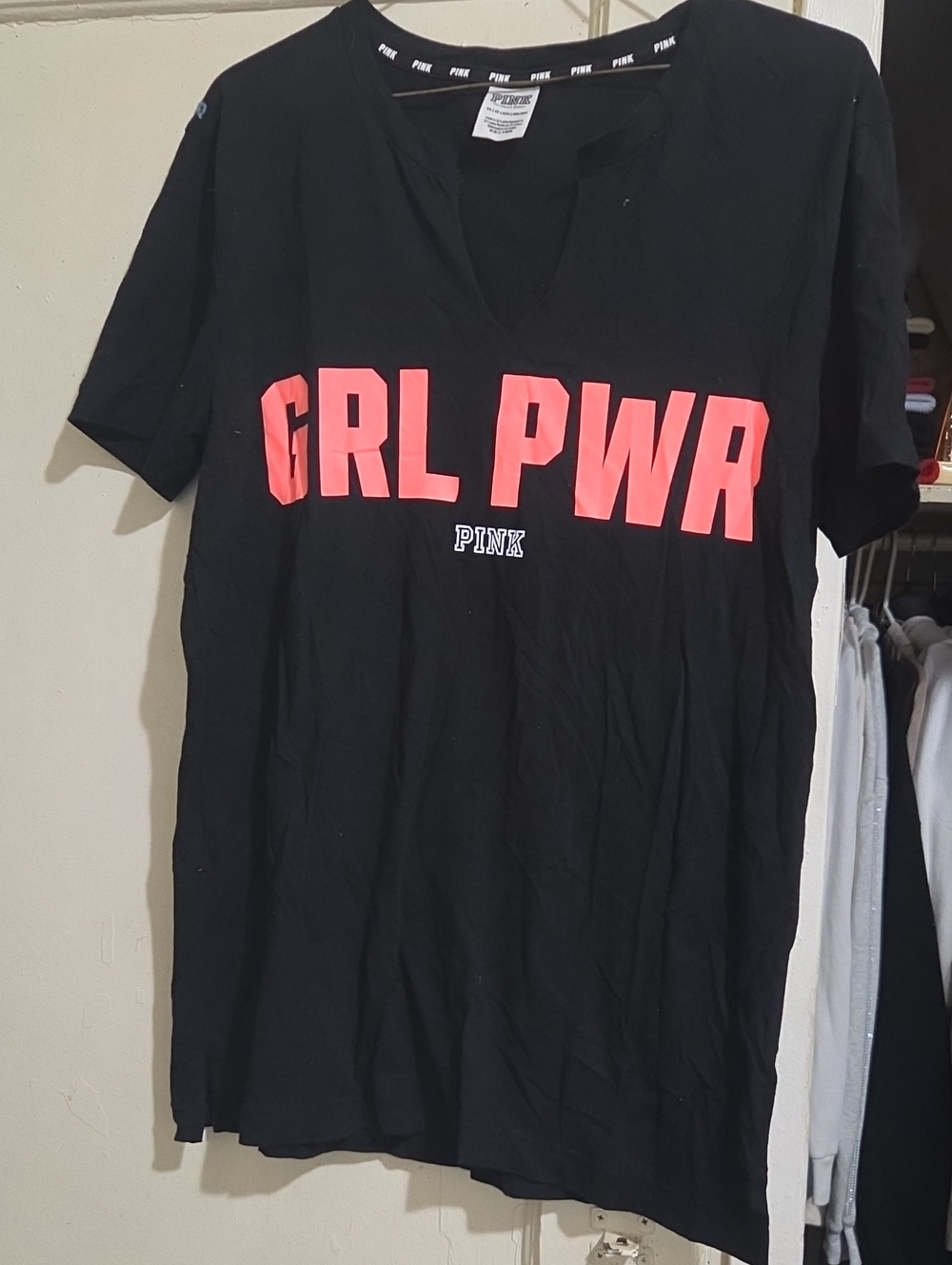 Victoria's Secret PINK Black Tee with Pink Accent